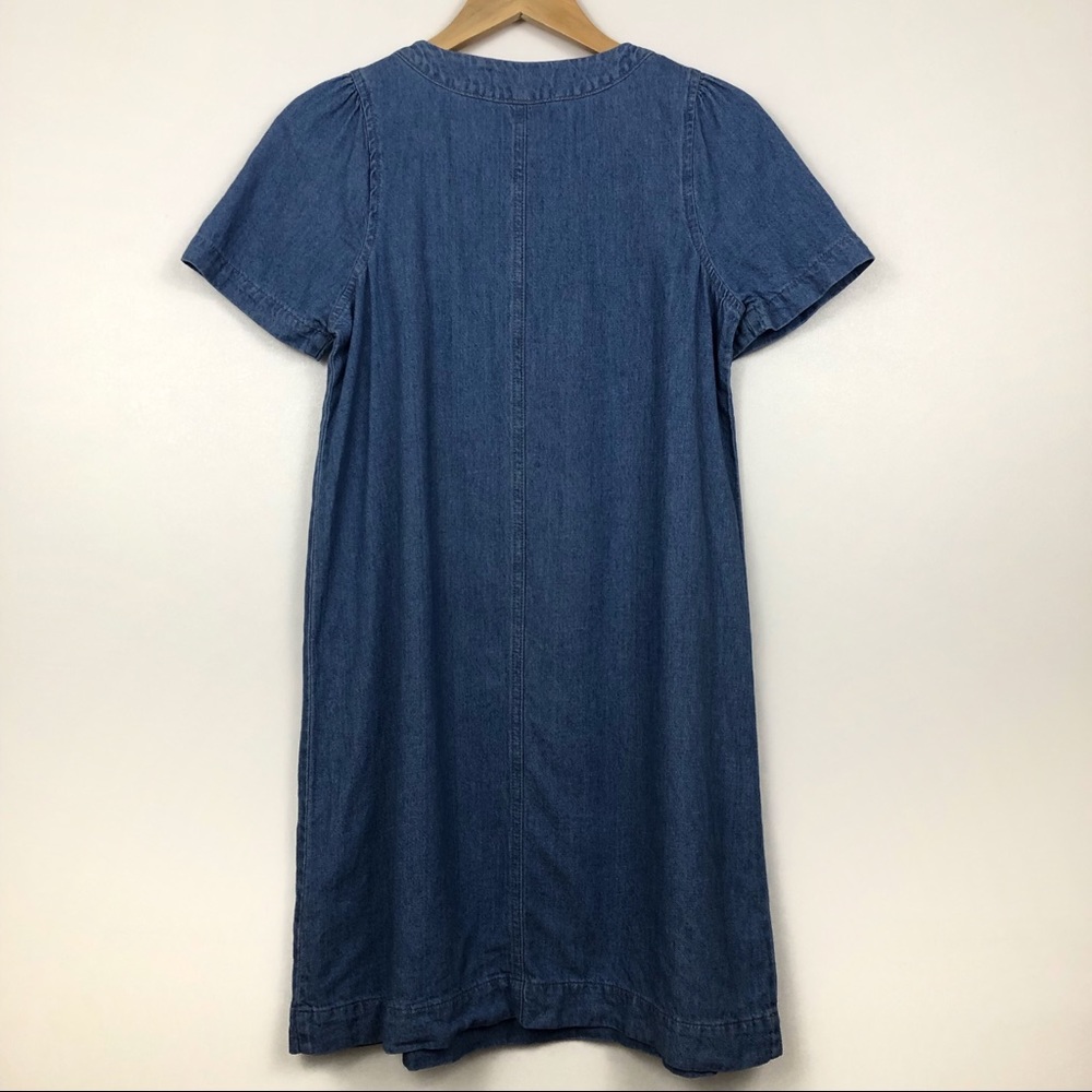 Madewell Linen Blend Denim Popover Swing Dress - Picture 6 of 9